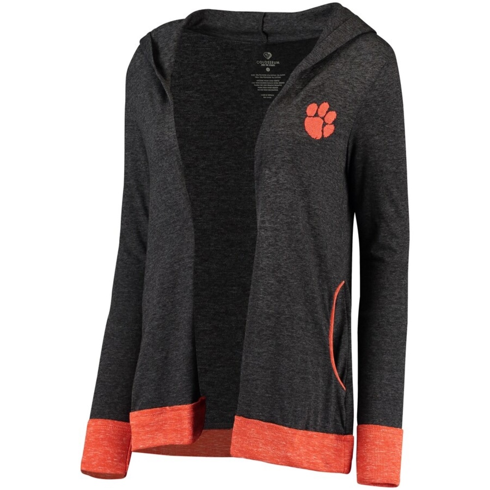 Colosseum Charcoal Clemson Tigers Steeplechase Hooded Lightweight Cardigan NWT
